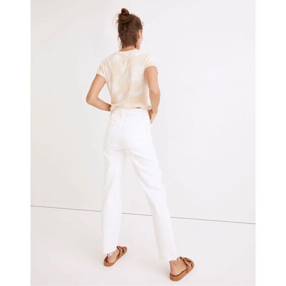 Madewell The Perfect Vintage Straight Jean in Tile White Ripped Knee Edition Siz - Picture 3 of 11